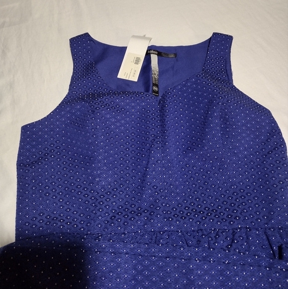 Kensie Cobalt Blue and White Sweetheart Neck Line Midi Dress - Picture 15 of 16